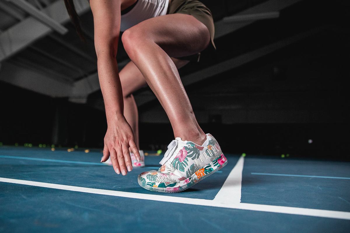 Nobull Superfabric Court Women's Trainers White Floral | Australia (MJ0784)